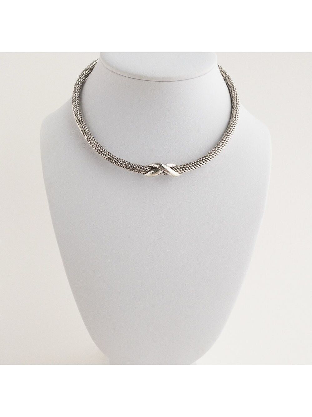Sterling Silver Choker Collar Necklace Modernist Jewelry Vintage Mexico 72g .925